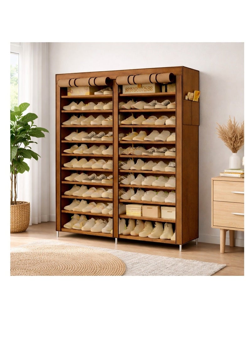O2. Brown Multi-Functional 10 Layers Shoe Cabinet – Nail-Free Assembly, Strong Load-Bearing up to 40kg, Durable and Stylish 113×30×158 cm - Image 4